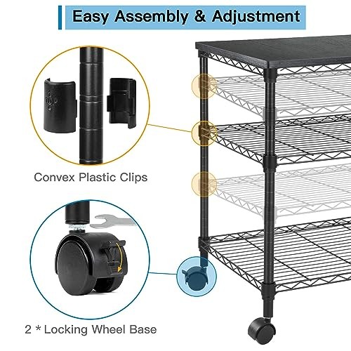 BLACK - HUANUO PRINTER STAND, 3 TIER PRINTER CART FOR STORAGE, PRINTER TABLE