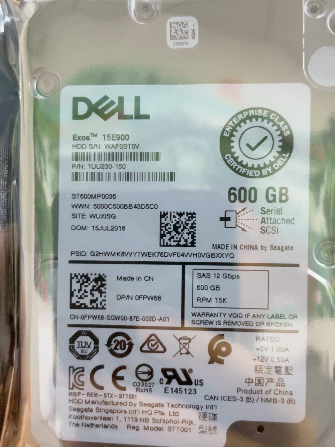 Dell 0FPW68 04HGTJ ST600MP0036 600GB 15K 12Gbps SAS 2.5 Inch Server Hard Drive