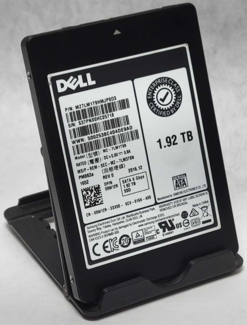 Dell SAMSUNG 1.92TB 2.5" SATA SSD 09W12R MZ-7LM1T9B MZ7LM1T9HMJP0D3 95%+ HEALTH