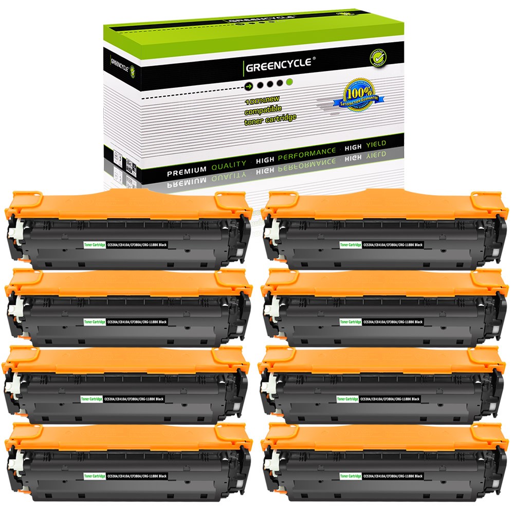 GREENCYCLE 8PK CC530A 304A Black Toner Compatible with HP Laserjet CP2020 CM2320