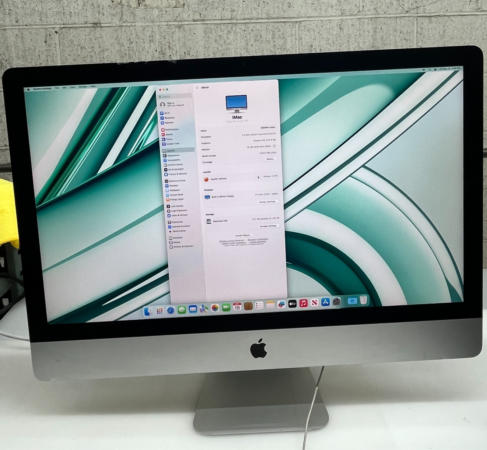 APPLE iMAC A1419 27" 2017 CORE I5 CPU 16GB 1TB HDD+32GB SSD RADEON PRO 570 *READ