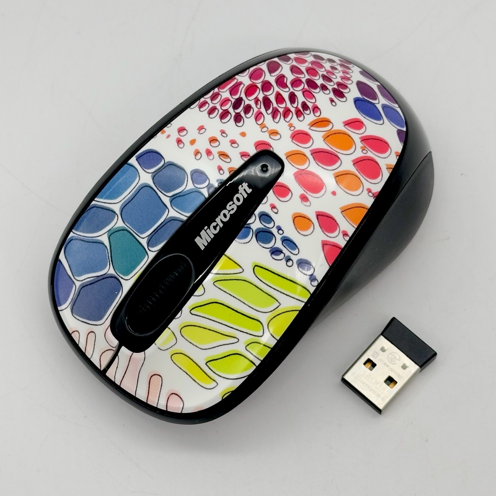 Microsoft Wireless Mobile Mouse 3500 Abstract Wave Pattern TESTED Model 1427 GC