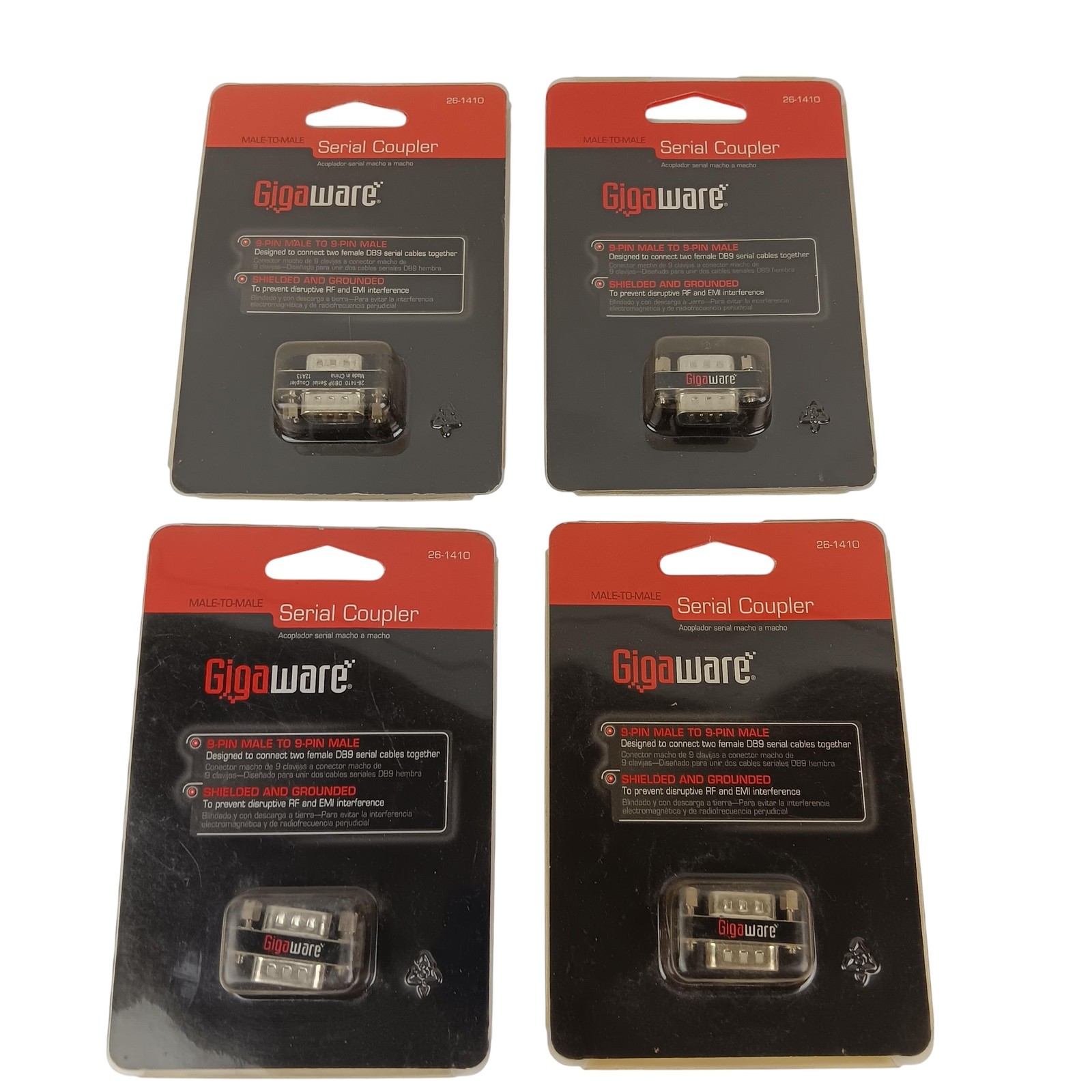 Gigaware Serial Coupler 26-1410 DB9 9-Pin Male to Male Shielded Adapter Lot of 4