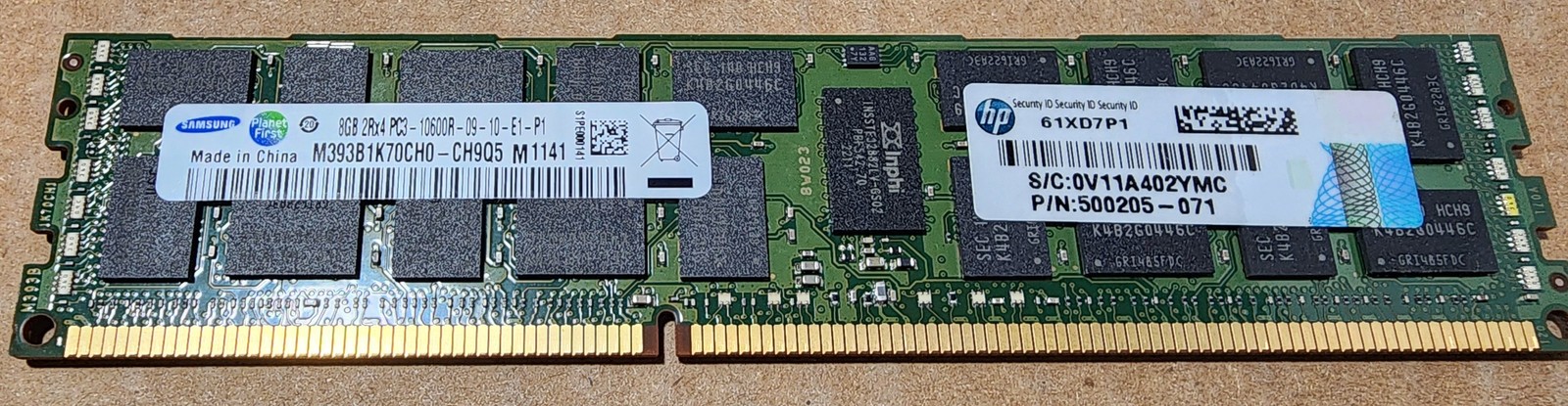 32GB kit (4x 8GB) 2Rx4 PC3-10600R HPE Samsung 500205-071