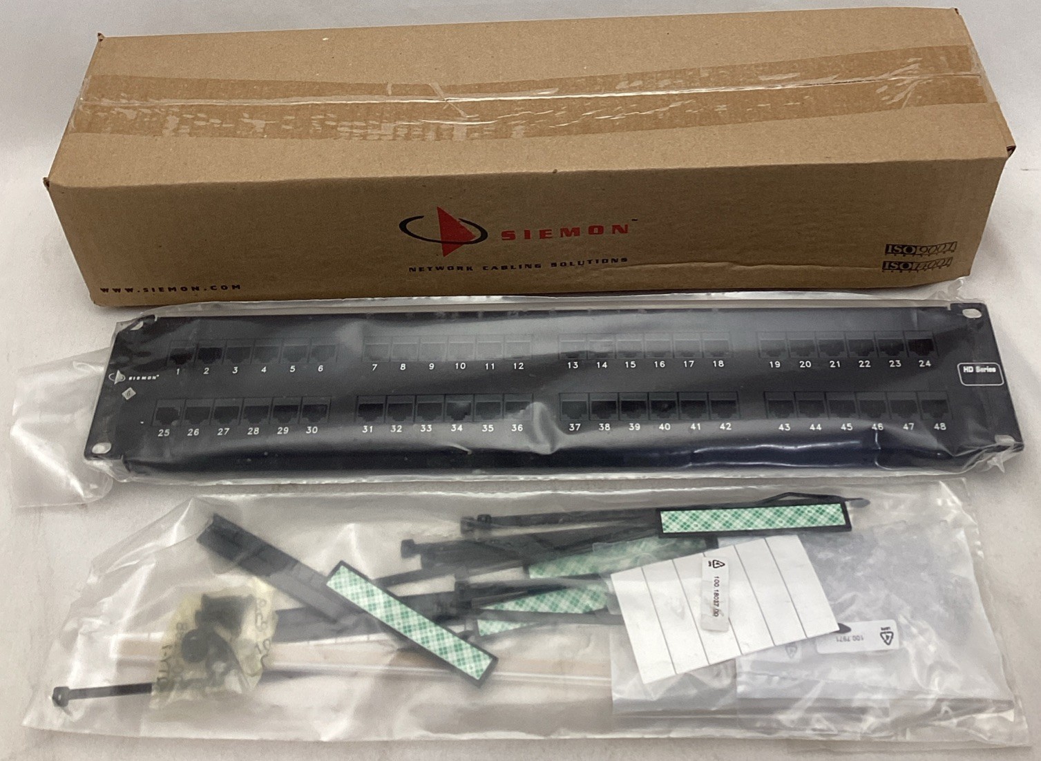 Siemon HD6-48 48 PORT Cat6 Flat UTP Black 2U Network Patch Panel CPR, HD, PRELD