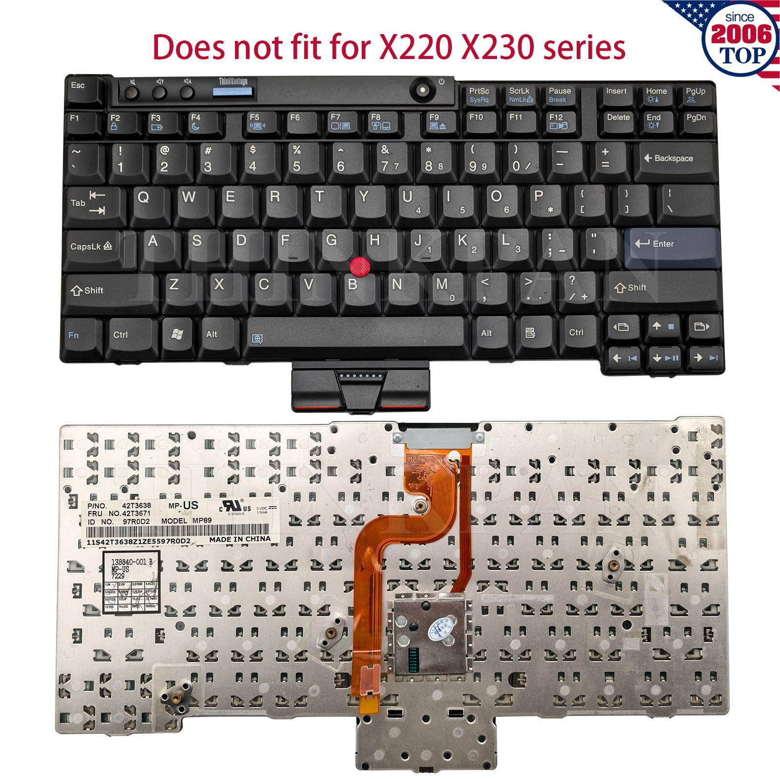 US Keyboard Non-Backlit for Lenovo Thinkpad X200 X200s X200si X200T X201 X201s