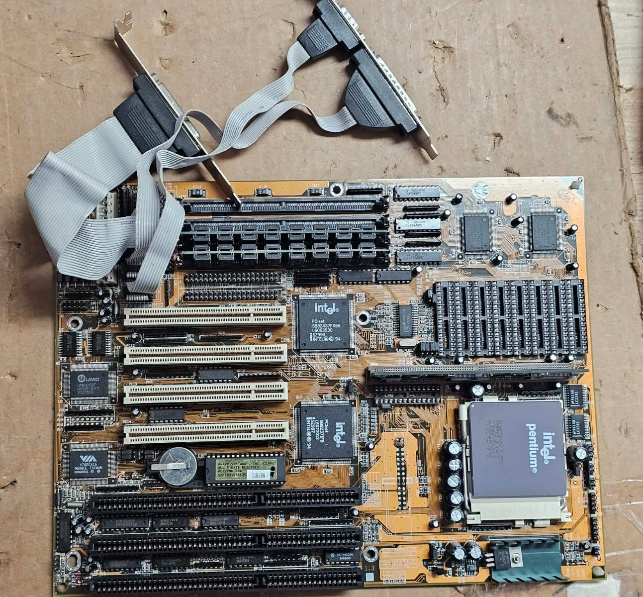 Retro Gaming FIC PT-2003 INTEL PCIset AT SOCKET7 MOTHERBOARD w/CPU & Ram & I/O
