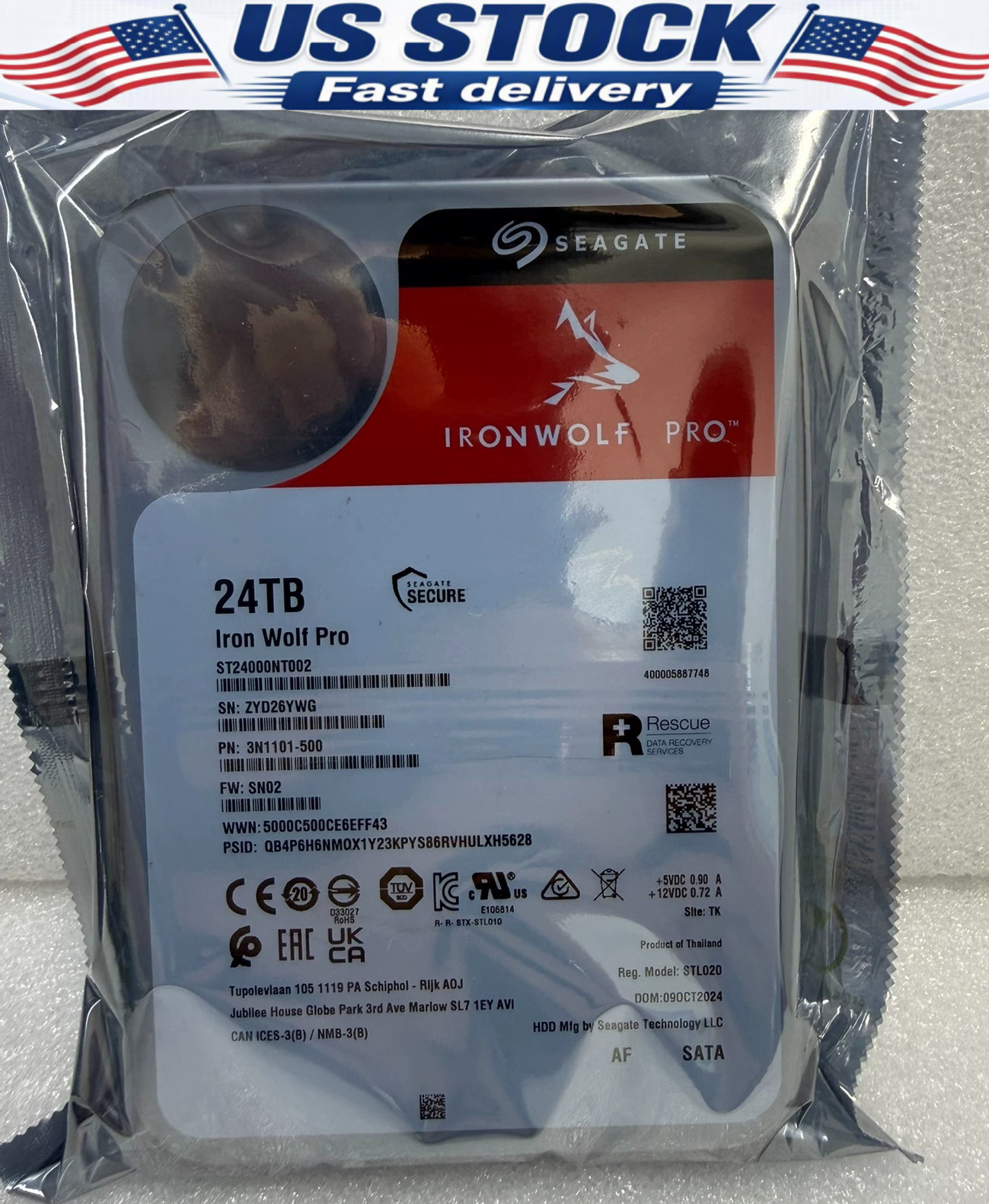New Seagate ST24000NT002 24TB 7200 RPM 512MB 3.5’’ SATA HDD Hard Drive