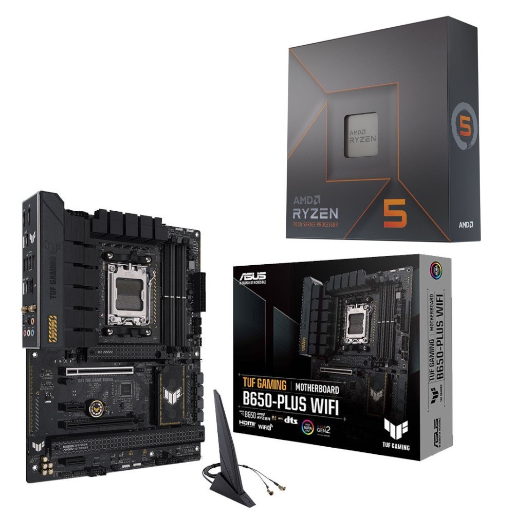 AMD Ryzen 5 7600X + ASUS B650-PLUS TUF GAMING WIFI ATX Motherboard Combo