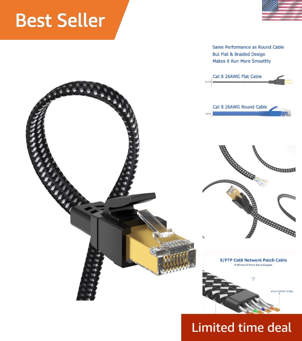 Brand New Cat 8 Ethernet Cable 25 ft, Nylon High Speed Heavy Duty, Shielded, ...