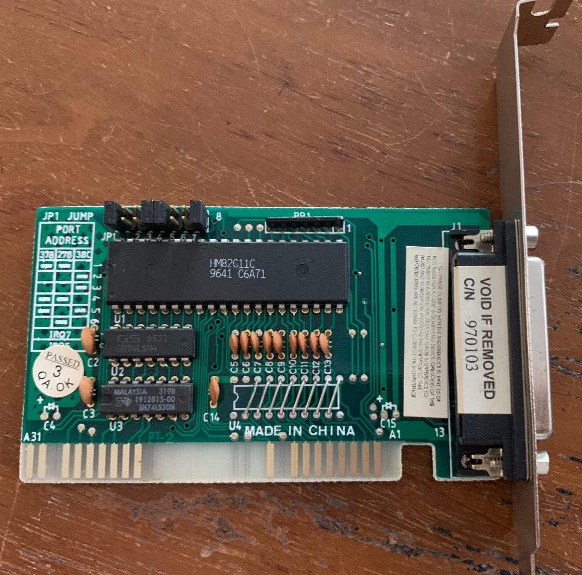 Vintage HM82C11C Parallel LPT Printer Port ISA Card Used
