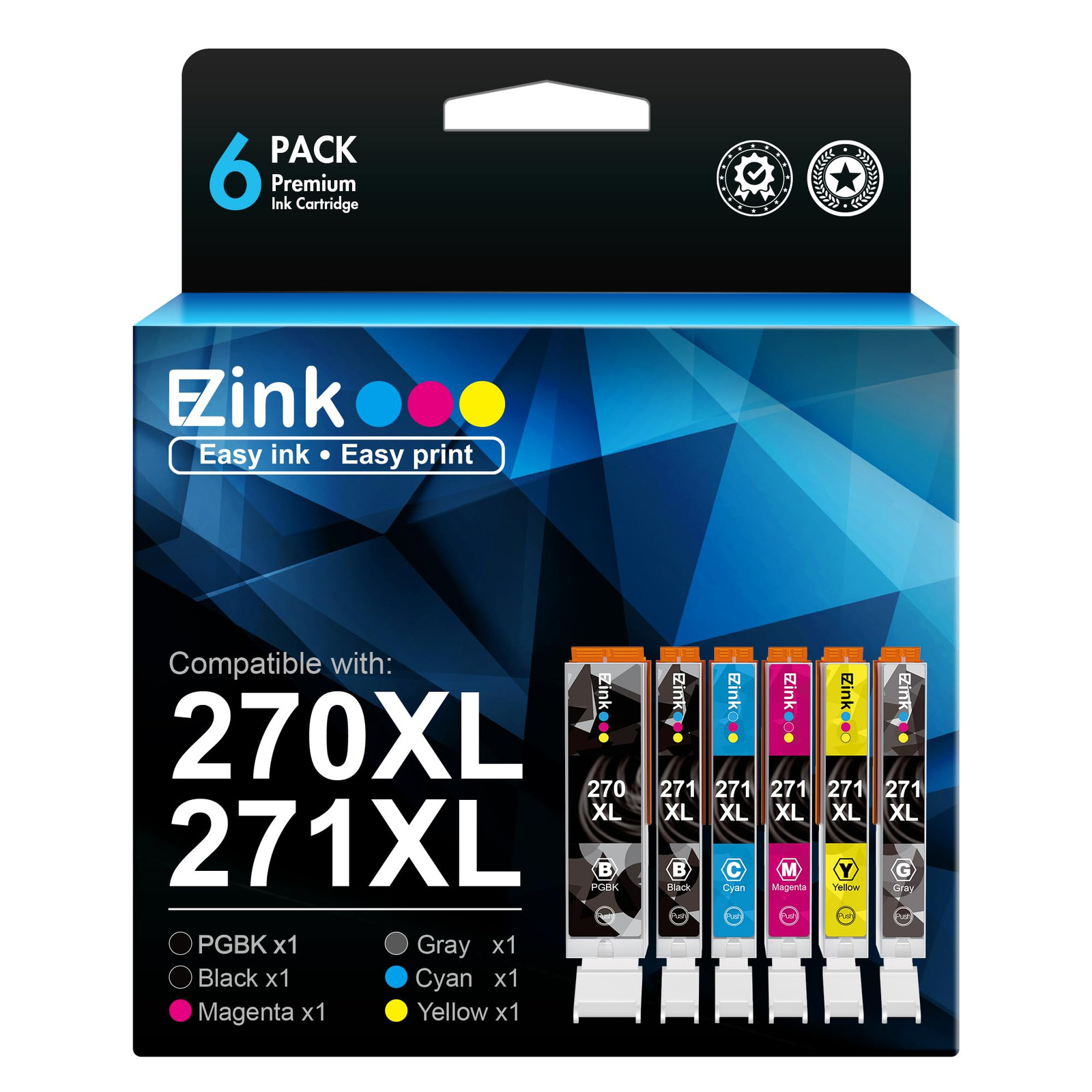 E Z Ink 6 Pack Compatible High Yield Canon PGI 270XL CLI 271XL Cartridges