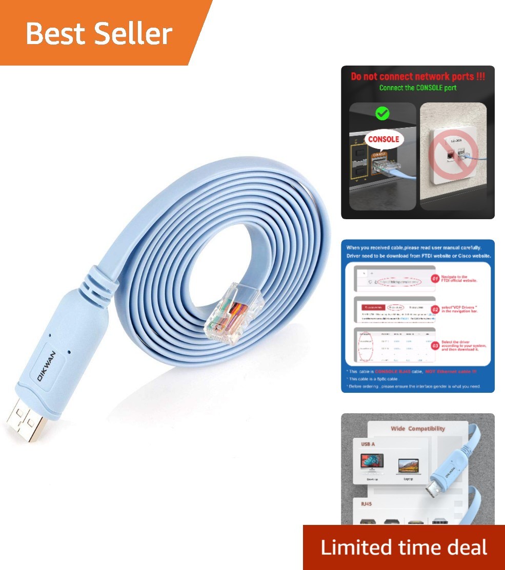 Versatile USB to RJ45 Cable for Routers / Switches - High-Speed Connectivity