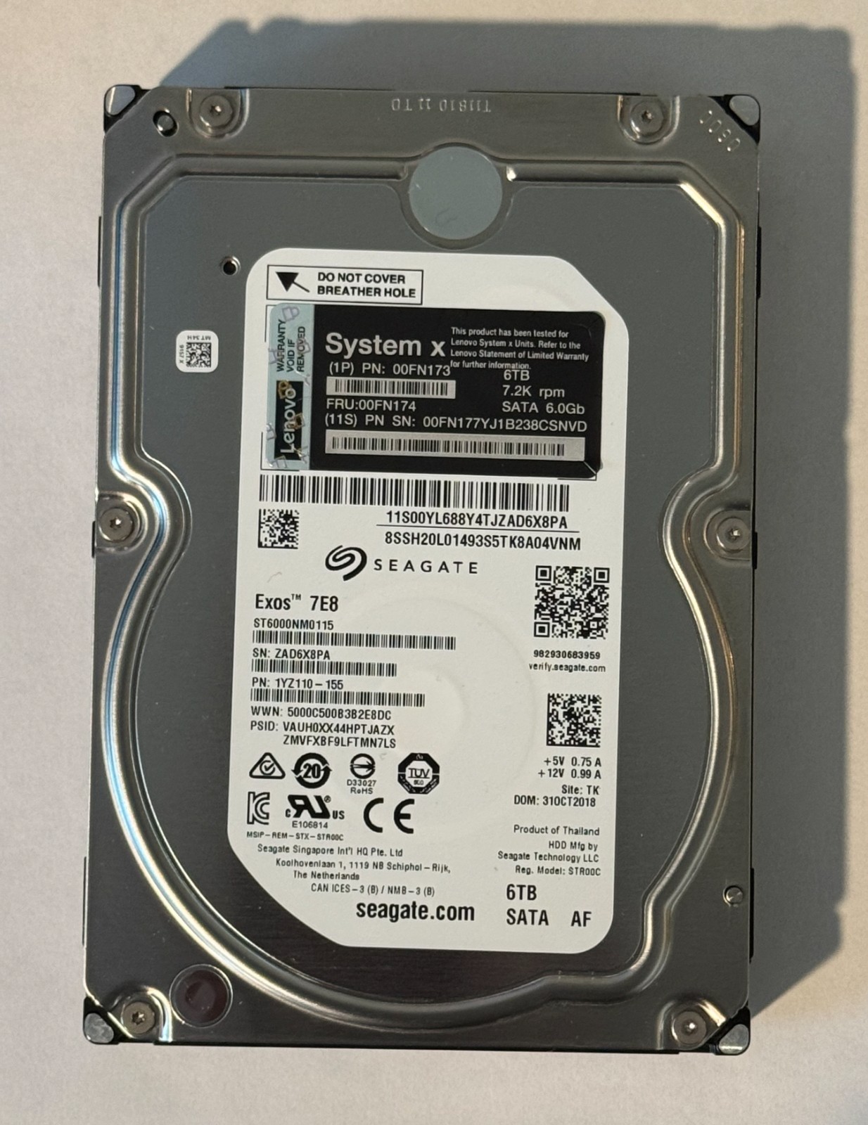 Seagate Exos 7E8 6TB 7200RPM 3.5" SATA Enterprise HDD Hard Drive TESTED WORKING
