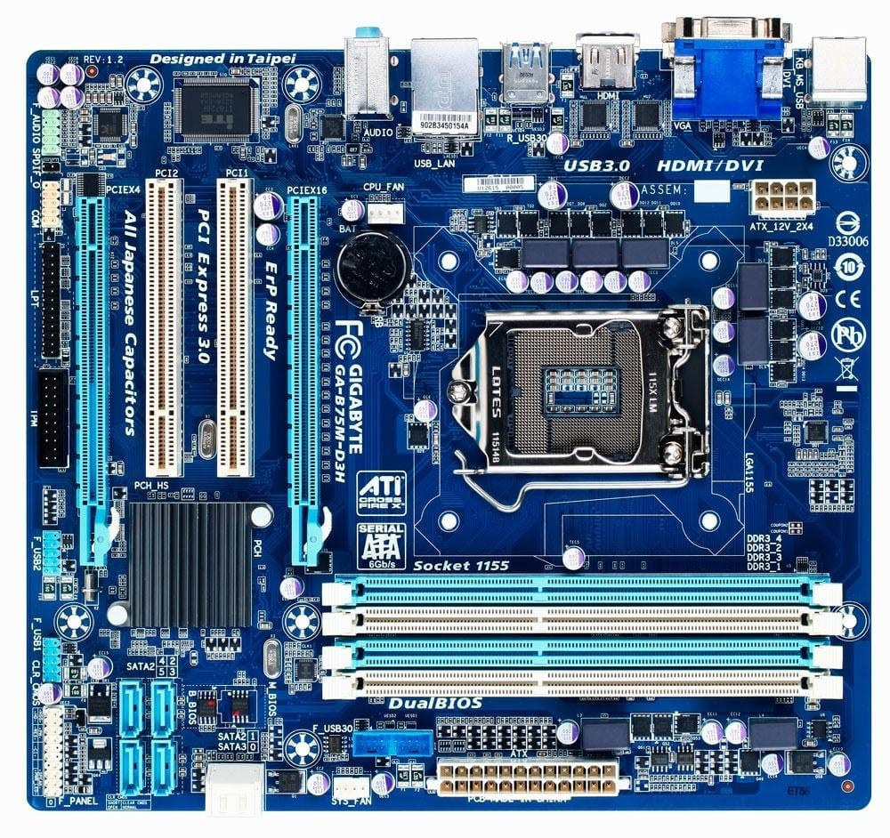 Gigabyte GA-B75M-D3H V1.0 Motherboard LGA 1155 DDR3 Intel B75 Express/