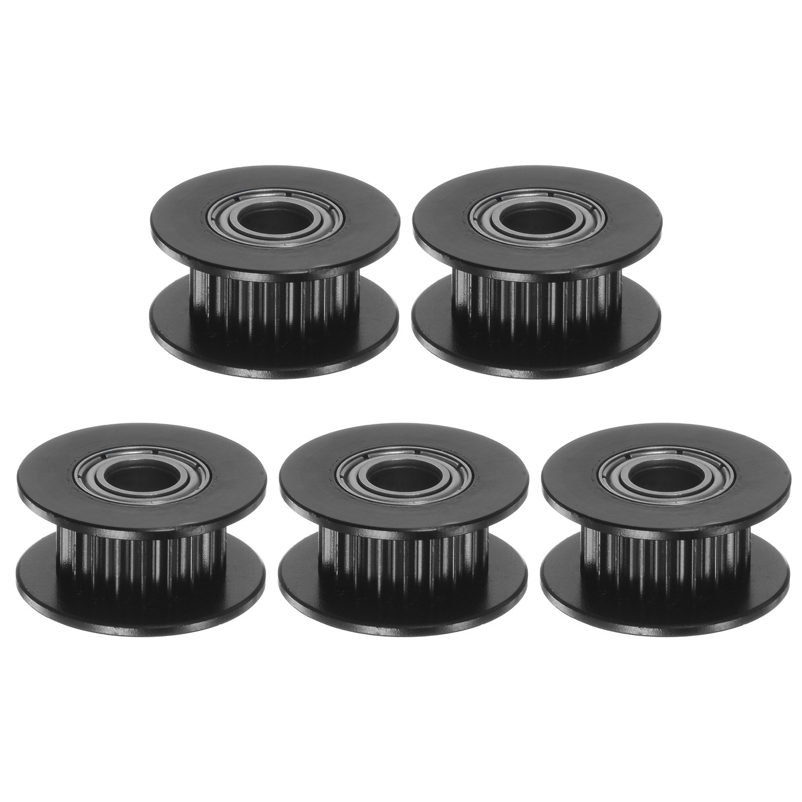 5pcs 2GT Idler Pulley 20 Teeth 5mm Bore 18mm Dia. 6mm Width Belt, Black