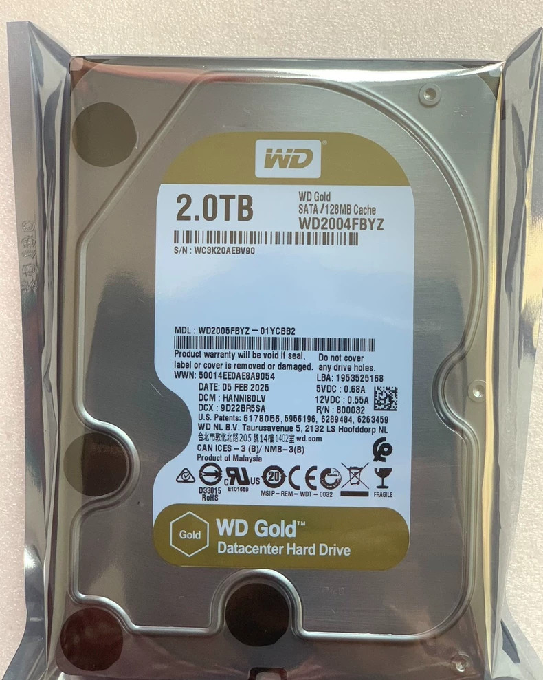 2TB SATA WD2004FBYZ WD 3.5" Enterprise Hard Drive 7.2K RPM 6Gbps 128MB