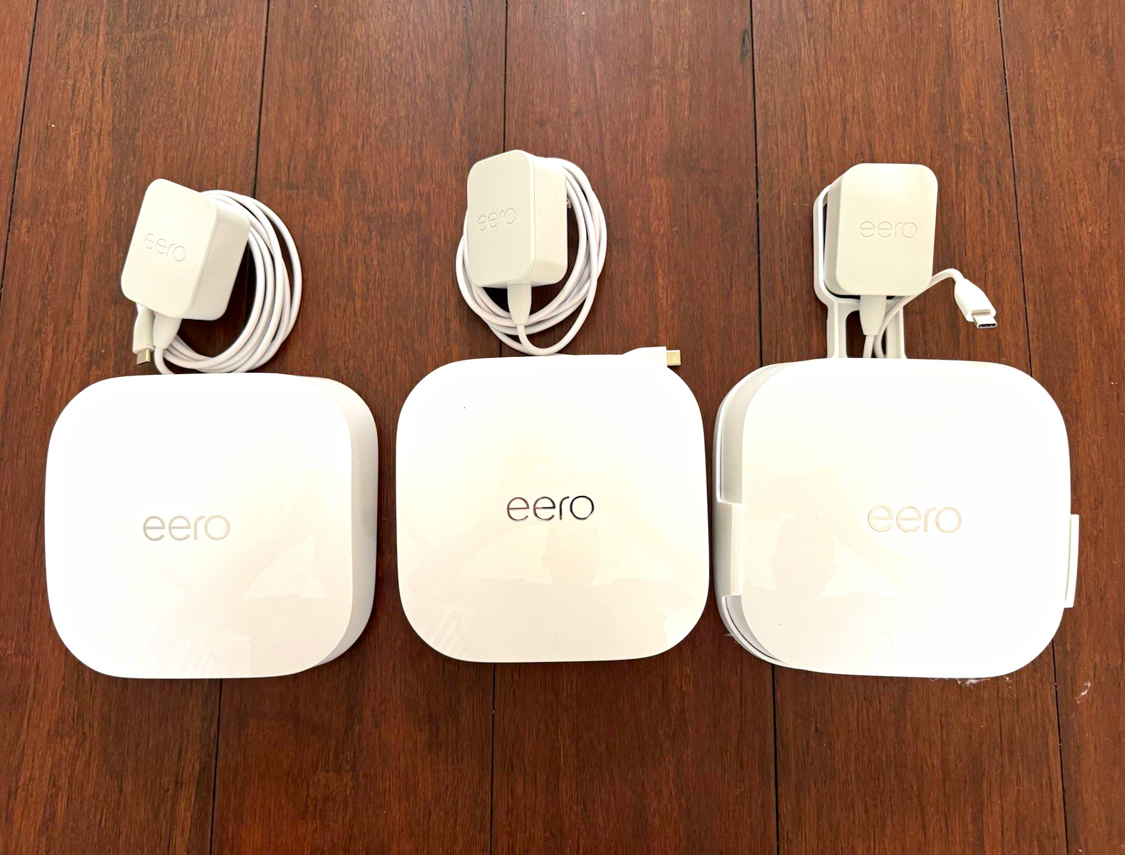 Eero Pro 6e Mesh Wi-Fi Router System, White, 3-Pack Bundle with Power Adapter 