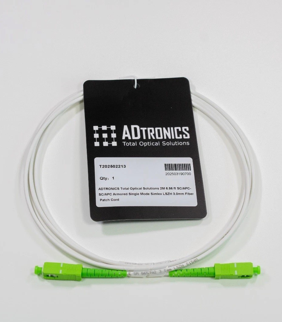LOT of 5  SC APC Armored Fiber Cable 2M Singlemode 9/125 Simplex LSZH Patch Cord