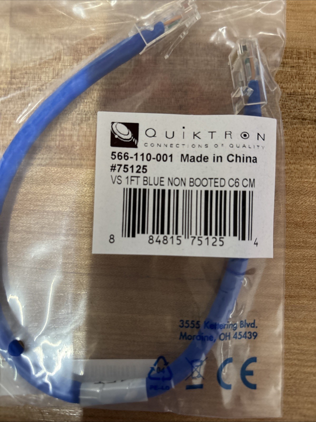 (150) QUIKTRON 566-110 001 #75125 VS 1FT BLUE NON BOOTED C6 CM UPC#884815751254