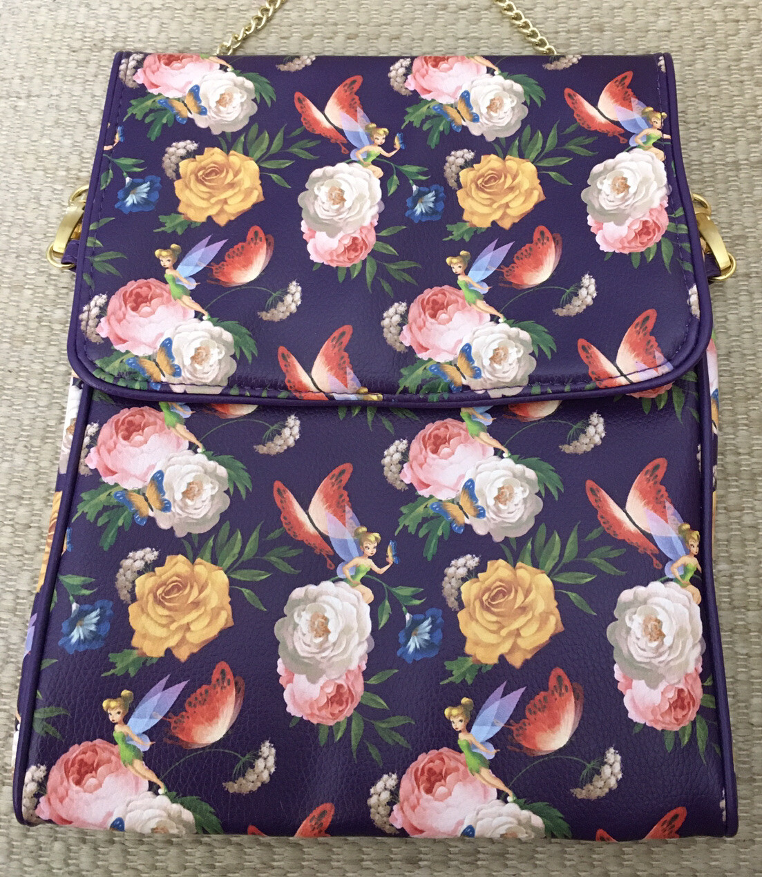 DISNEY PARKS AUTHENTIC TINKERBELL TABLET IPAD EREADER CASE CROSSBODY PURSE ROSES