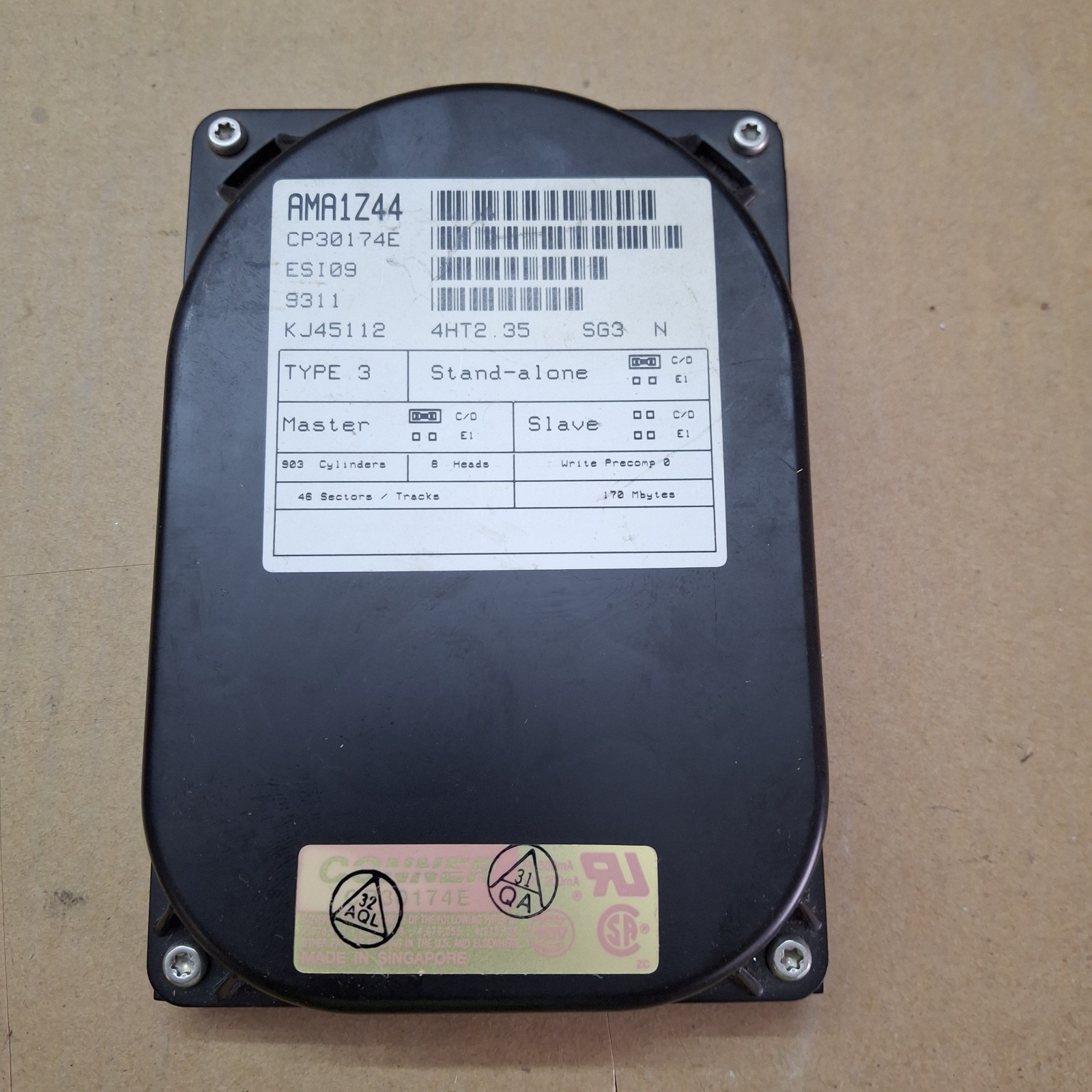 Connor CP30174E 170MB IDE Hard Drive – Spins Up Smooth – Vintage 90s PC –...