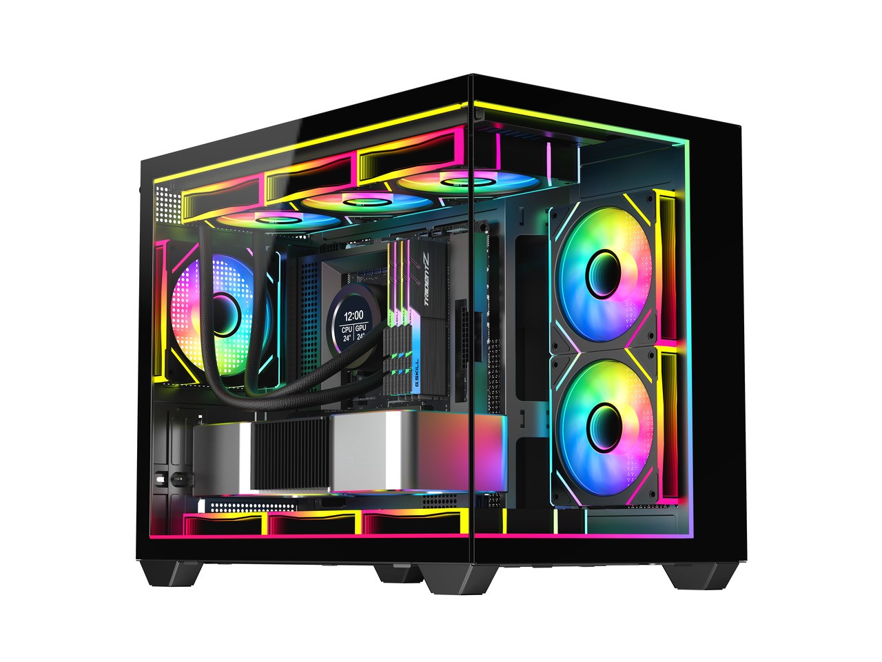 DIYPC IDX4-MicroATX-ARGB Black USB3.0/ Type C Tempered Glass Micro ATX Gaming
