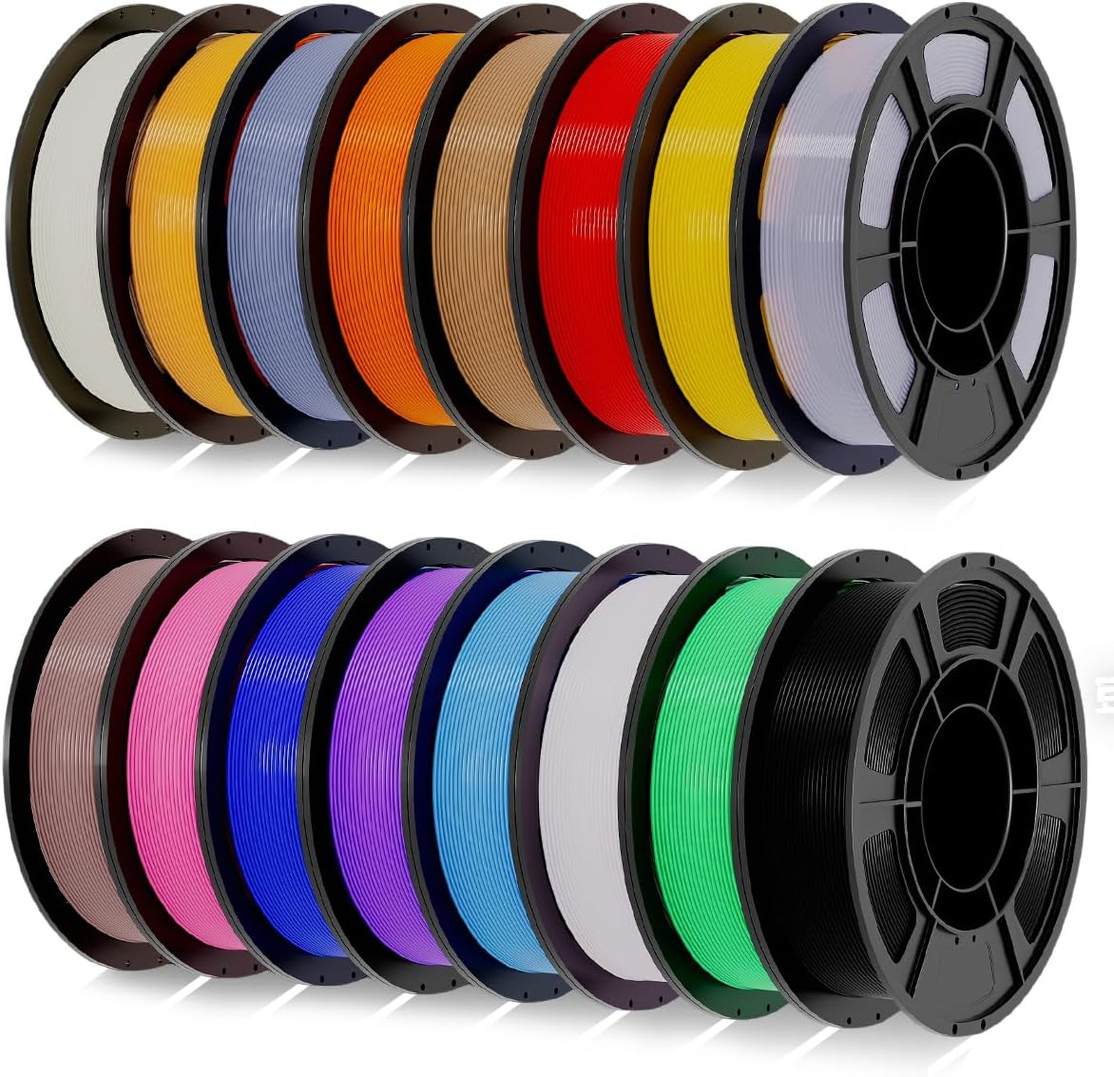 PLA Plus 3D Printer Filament Bundle 1.75mm Multicolor Precision 0.02mm 16 Pack