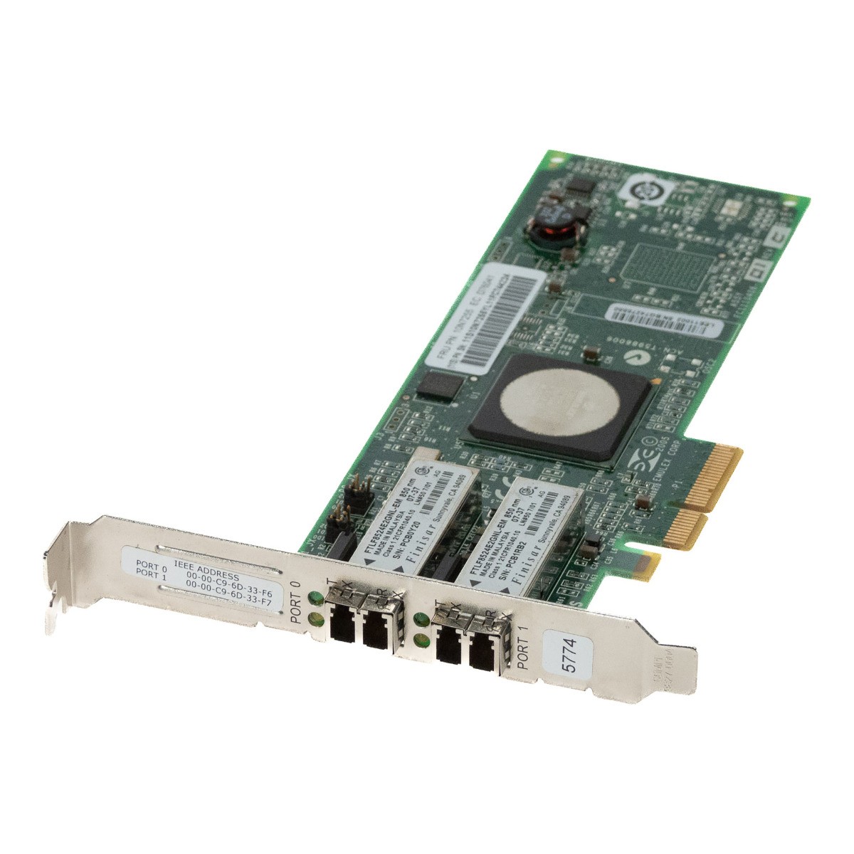 IBM 10N7255 LPe11002 FC5774 DUAL PORT FIBRE CHANNEL 4Gbps PCIe x4 Card