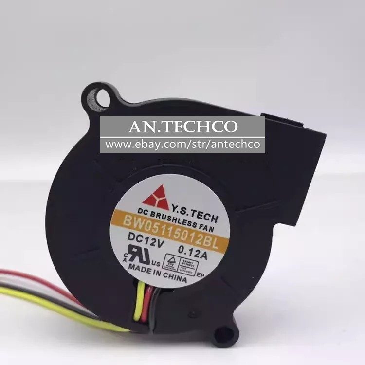 Y.S.TECH BW05115012BL DC12V 0.12A 3-Wire Cooling Fan