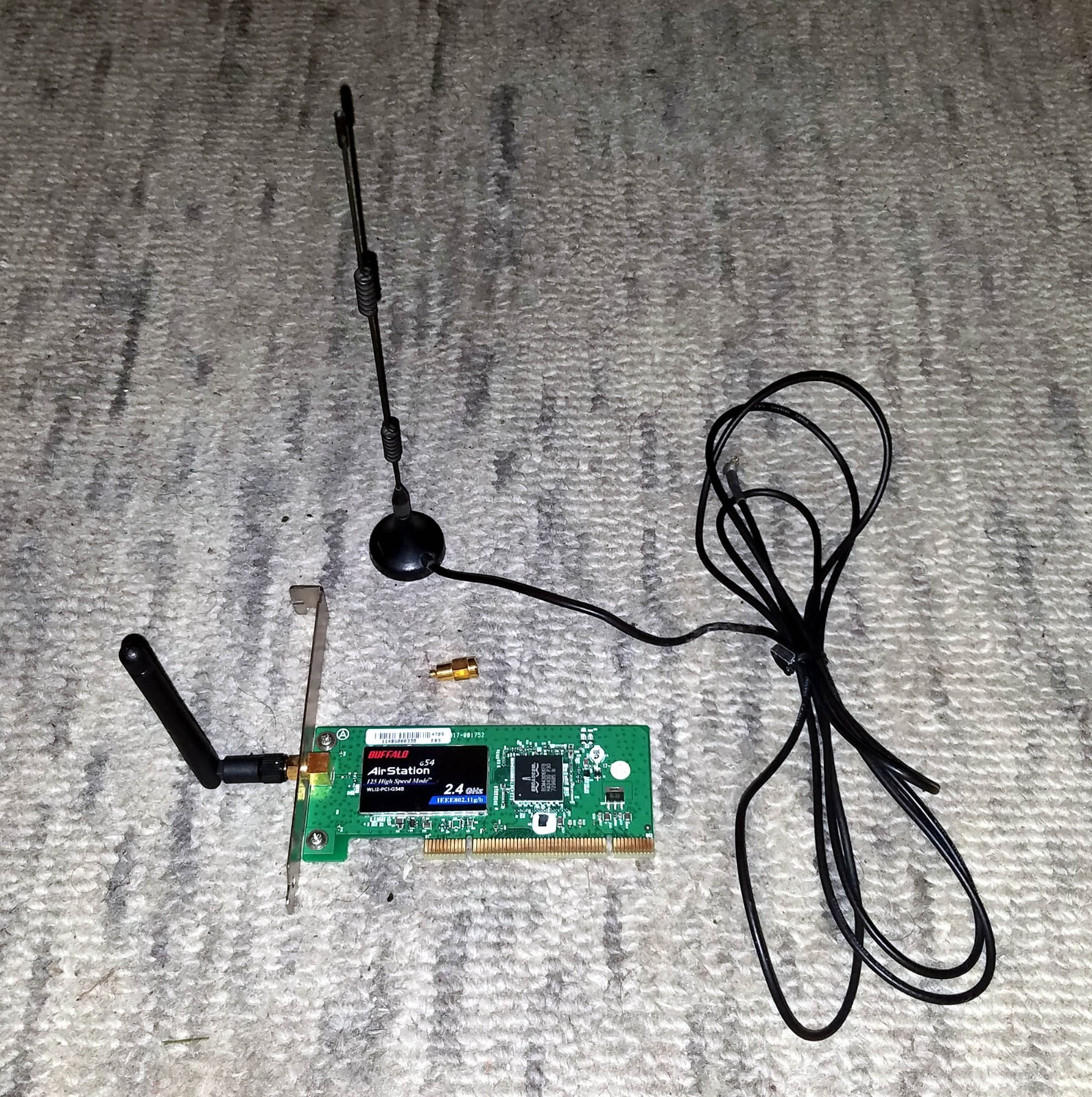 Buffalo Air Station WLI2-PCI-G54S, 125 Mbps, WiFi Card w/ Antennas