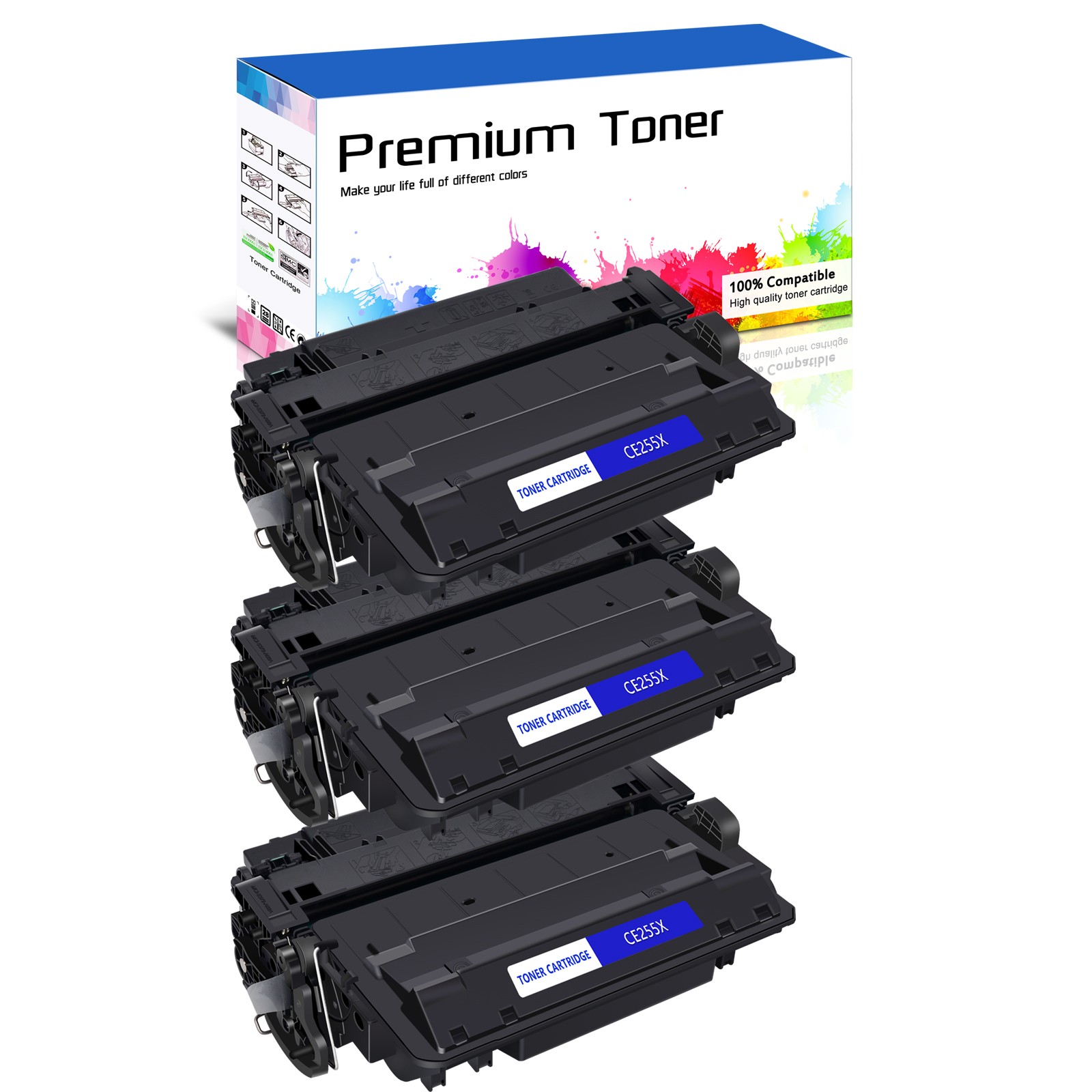 3PK CE255X 55X Toner for HP LaserJet Enterprise 500 MFP M525dn / P3015x P3016