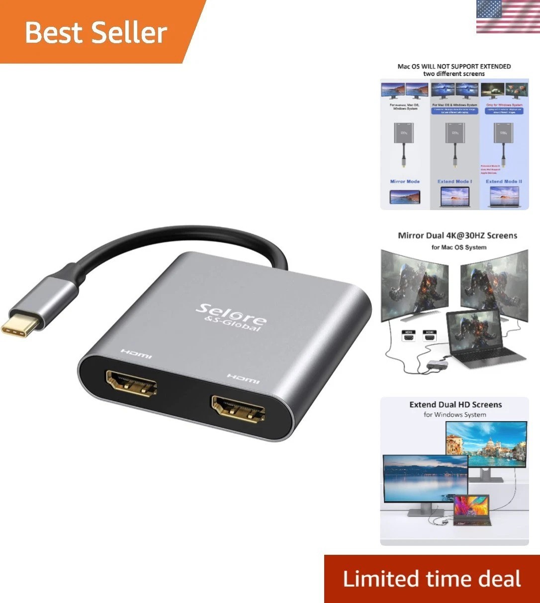 Plug and Play USB C to Dual HDMI Converter - 4K UHD Display for Everyone