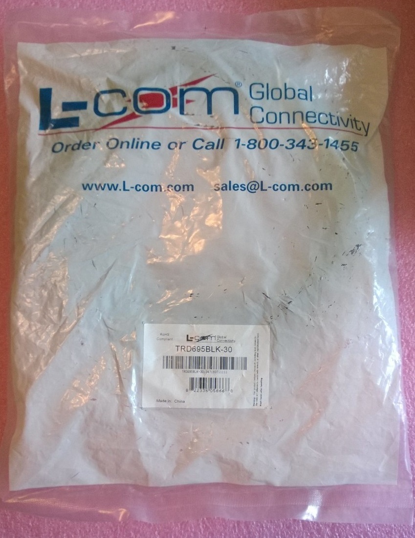 L-Com Cat 6 Cable RJ45 / RJ45 Black 30ft