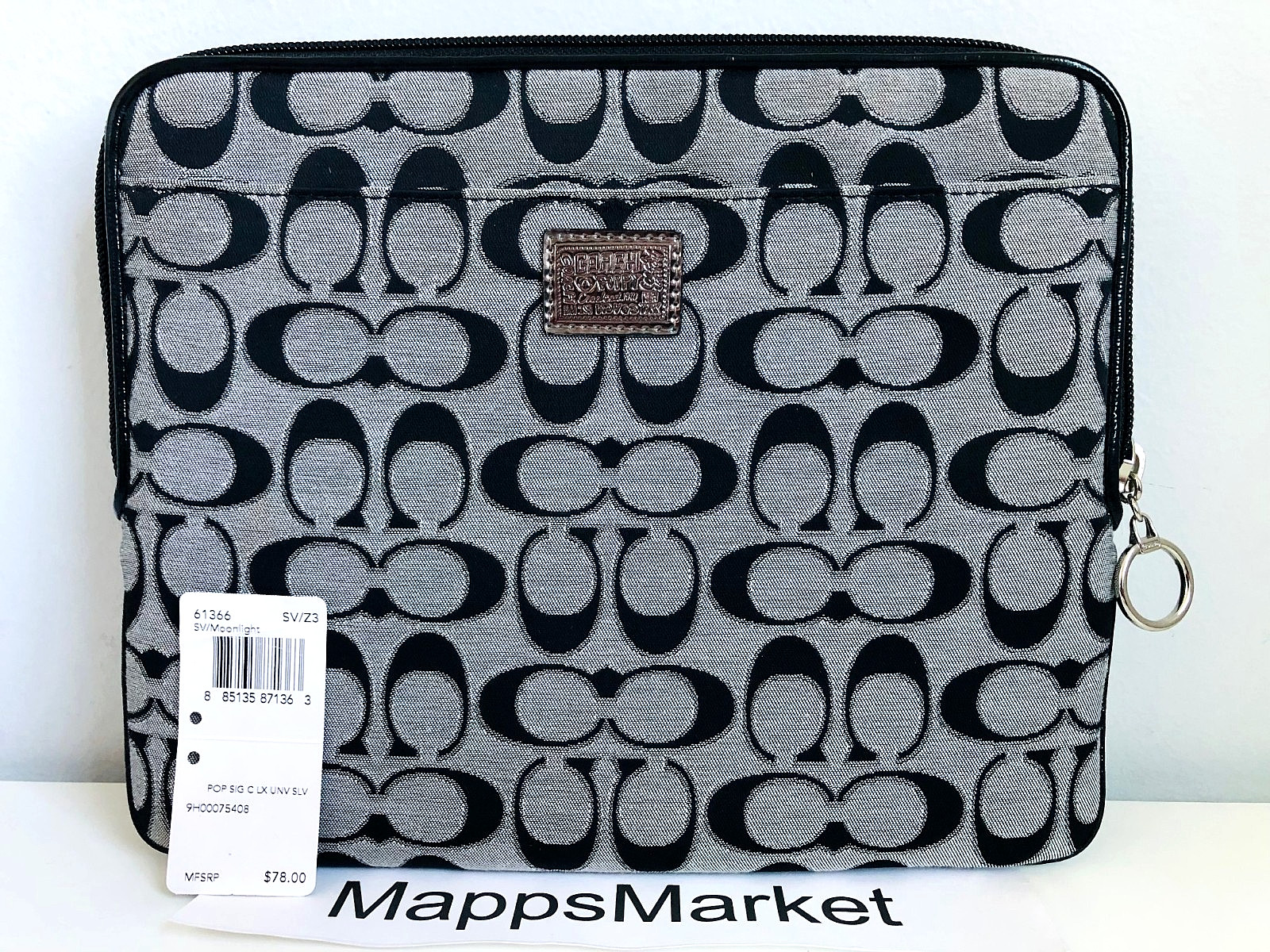 COACH Poppy Signature C Universal Sleeve F61366 in Silver/Moonlight 10.5x8.5 $78