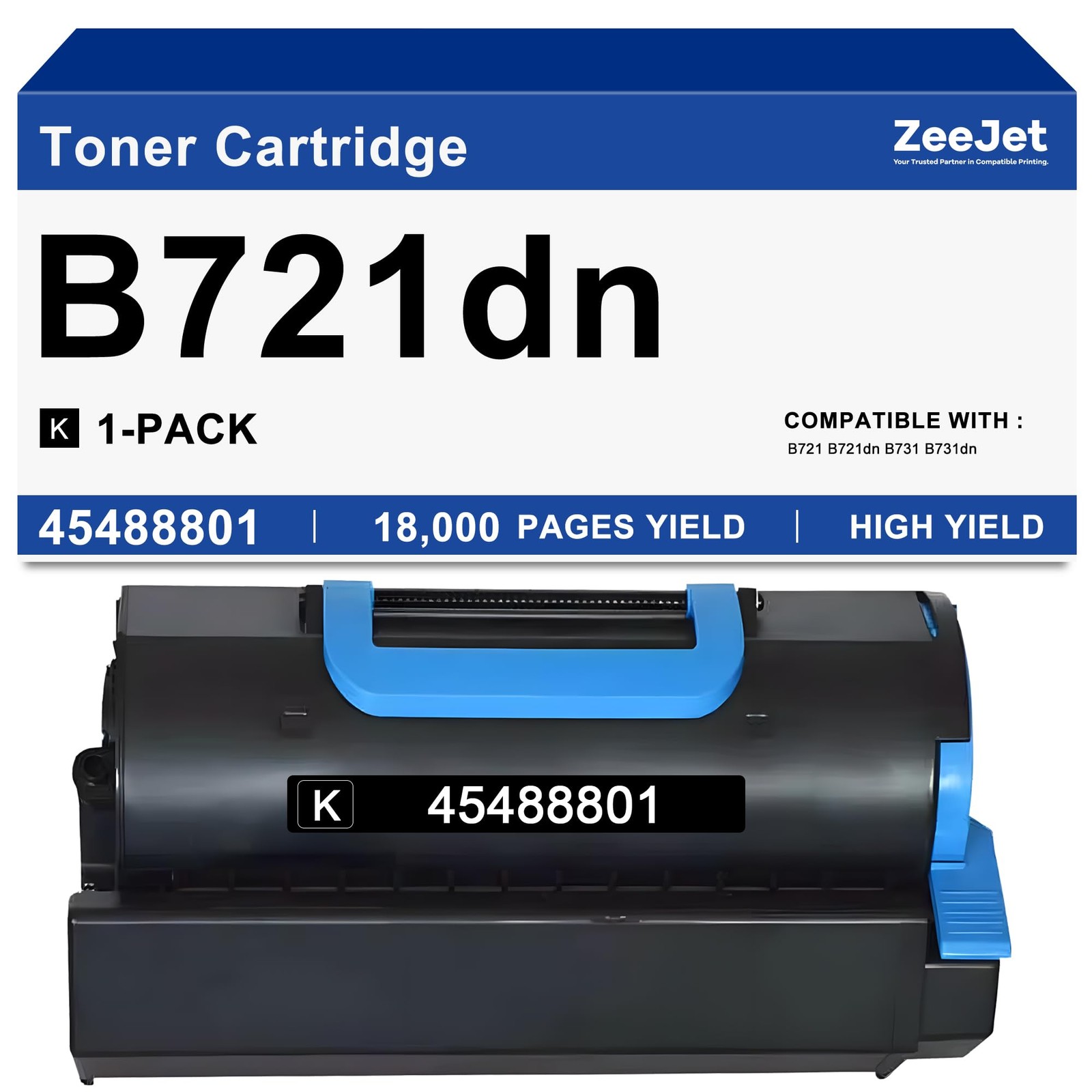 Zeejet B721 B731 Toner Cartridge Replacement for Okidata 45488801 Toner