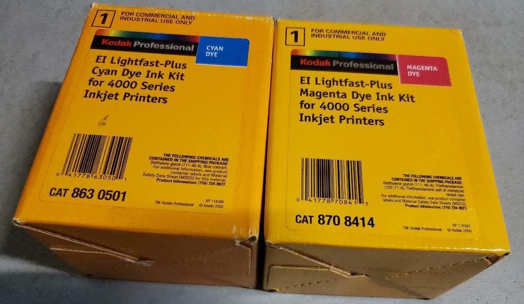 2 Sealed Kodak Encad Magenta 8708414 Cyan 8630501 EI Lightfast Dye Ink Kit 4000 