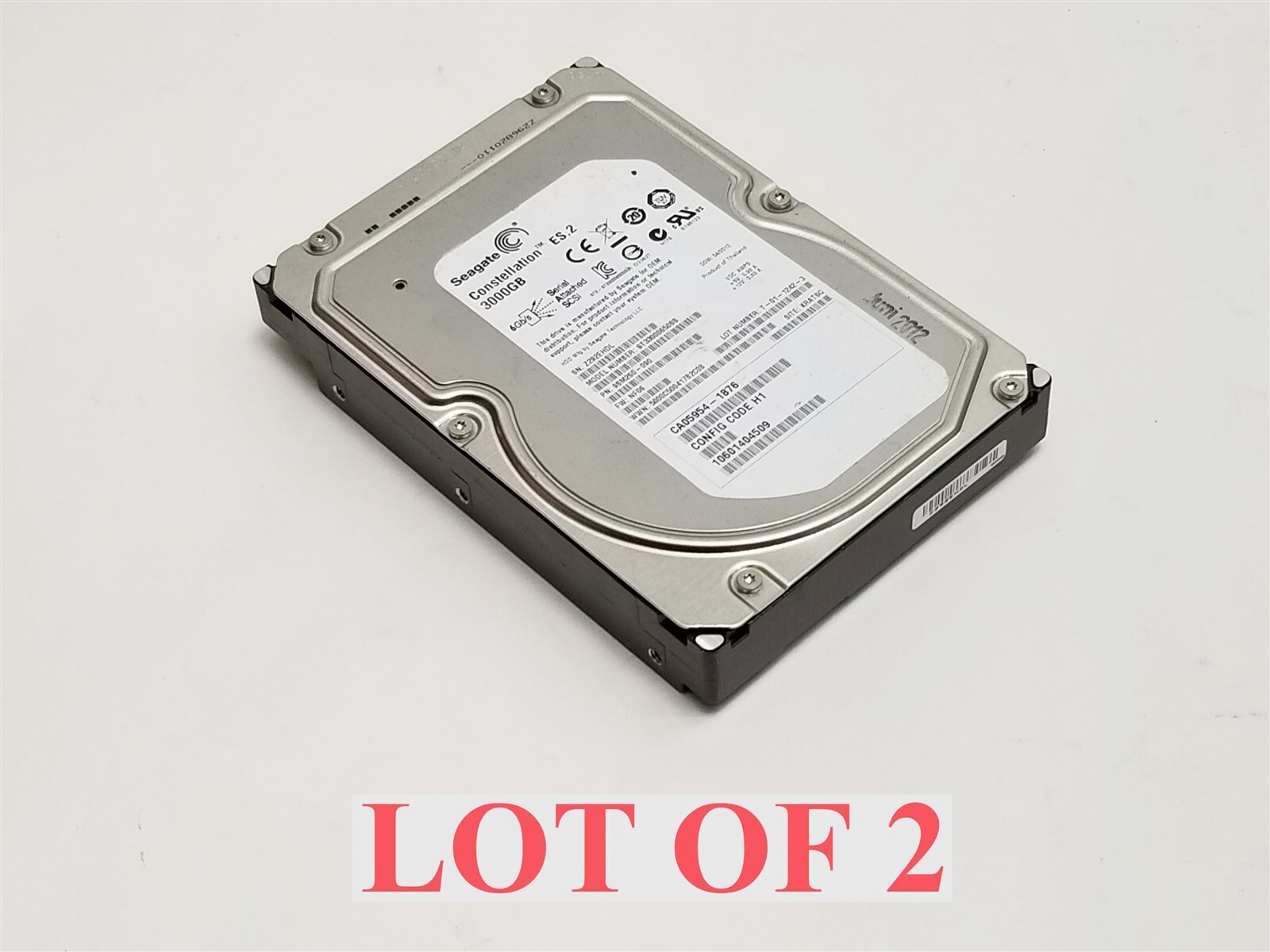 Seagate Constellation ES.2 Hard Drive 3TB 3.5" 6Gbps SAS 7.2K ST33000650SS Lot 2