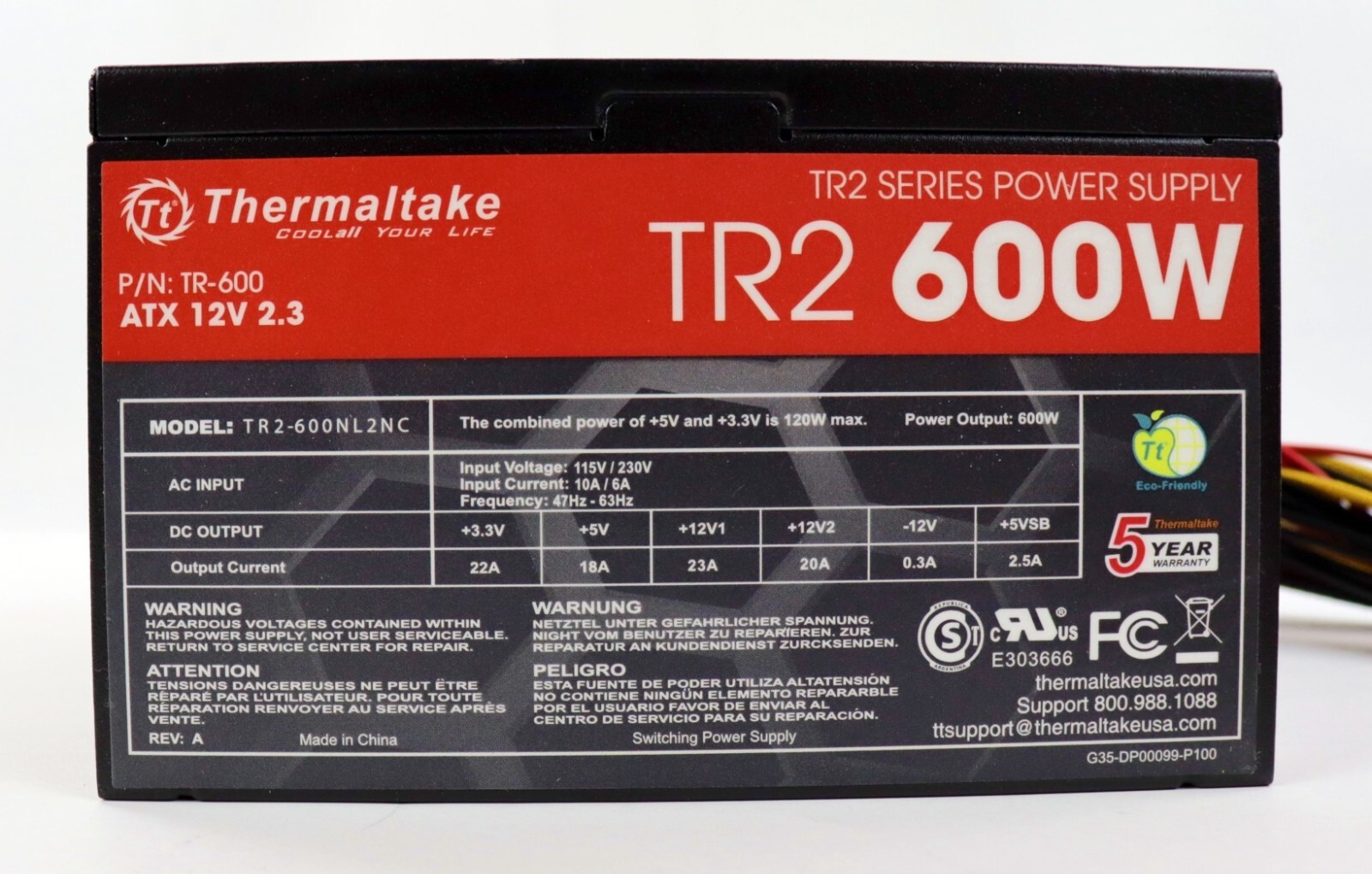 Thermaltake TR2-600W 600W ATX Desktop Power Supply PSU