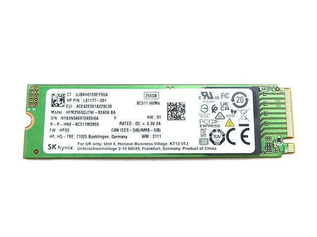 SK Hynix 256GB M.2 NVMe SSD HFM256GDJTNI-82A0A L61177-001