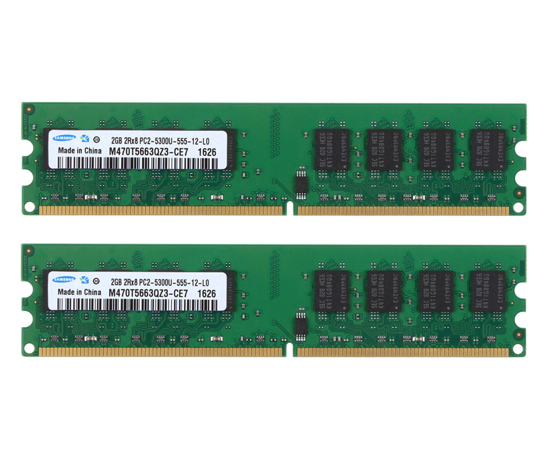 4GB Samsung 2X 2GB PC2-5300 DDR2 667MHz 2RX8 240PIN DIMM Desktop RAM Memory #NEW