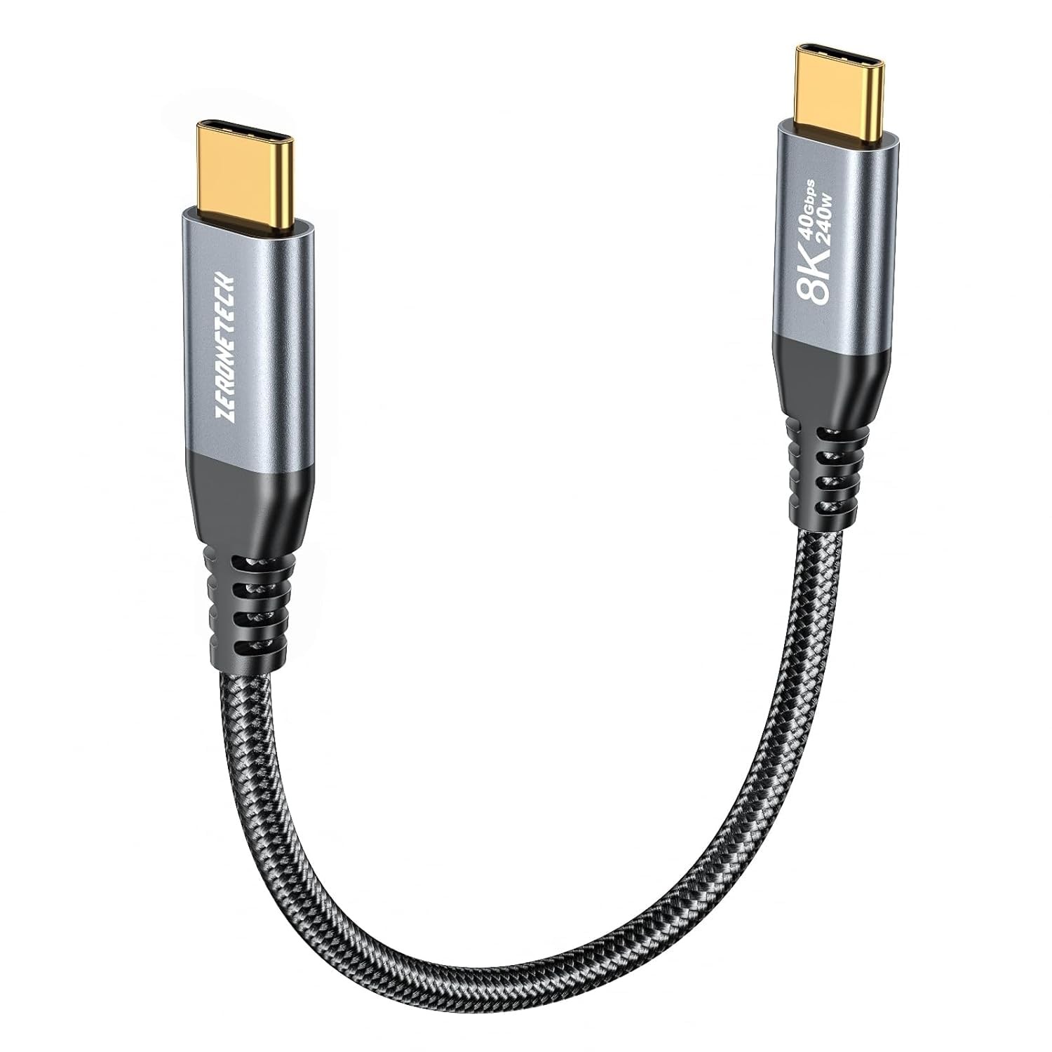 ZeroneTeck USB4 6inch for Thunderbolt 4 Cable 0.5FT, 40Gbps USB Black 