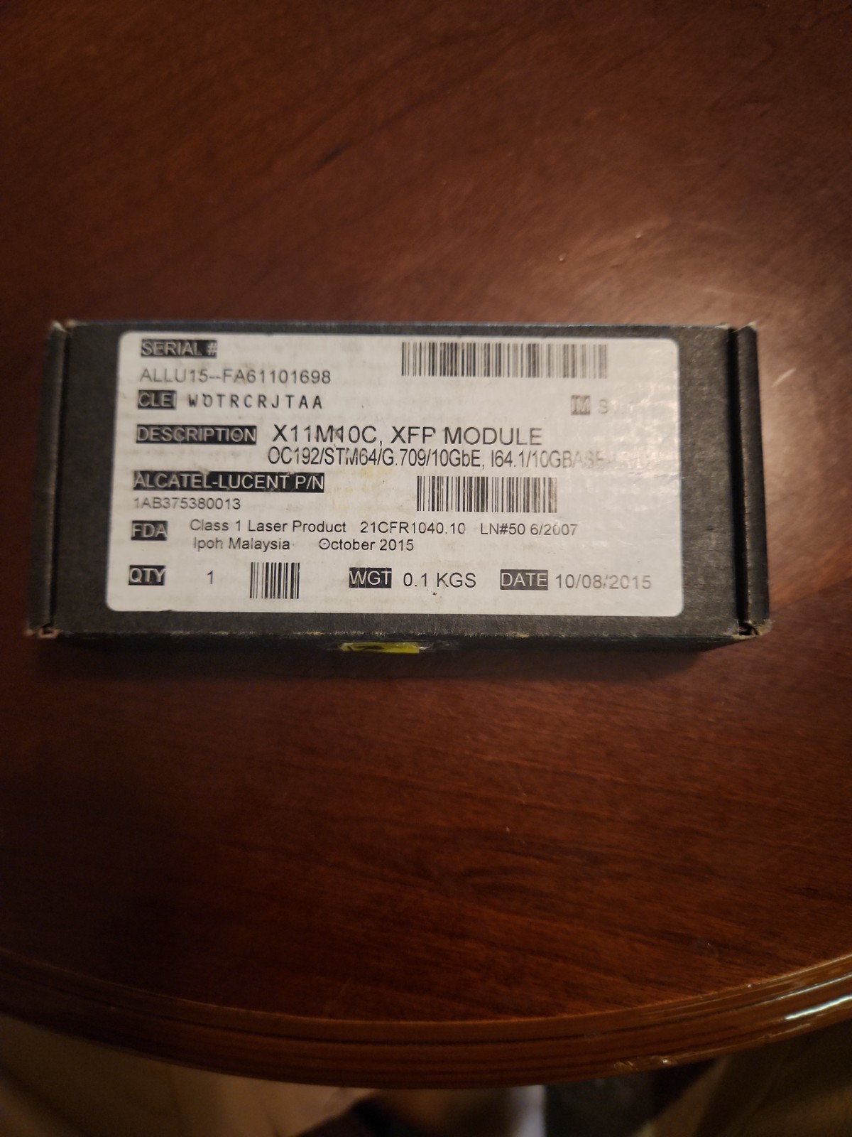 Alcatel-Lucent X11M10C XFP Module 10GbE 10GBASE-LR 1AB375380013 New