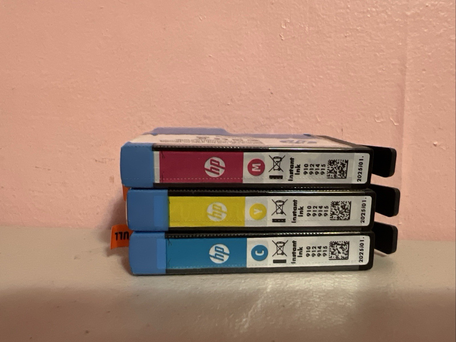 HP 910 Ink Cartridge Genuine: Cyan, Magenta, & Yellow Exp. 01/2025 NEW