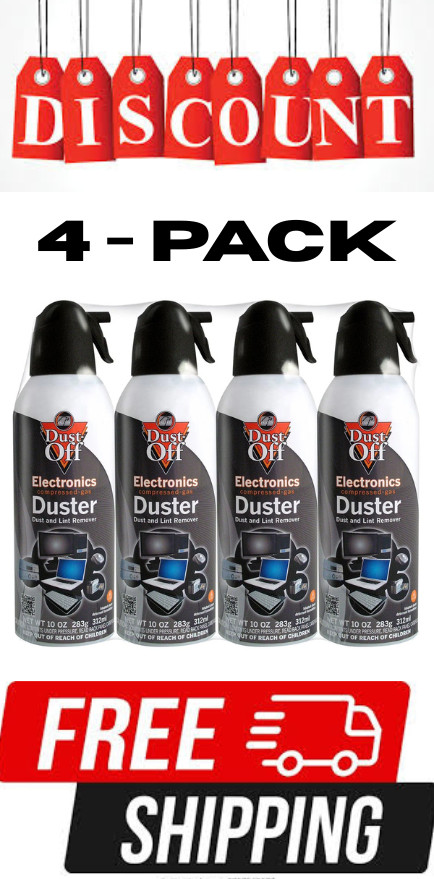 Falcon Dust-Off Compressed Gas Duster Removes Dust (10 Oz., 4 Pack) Sealed Pack