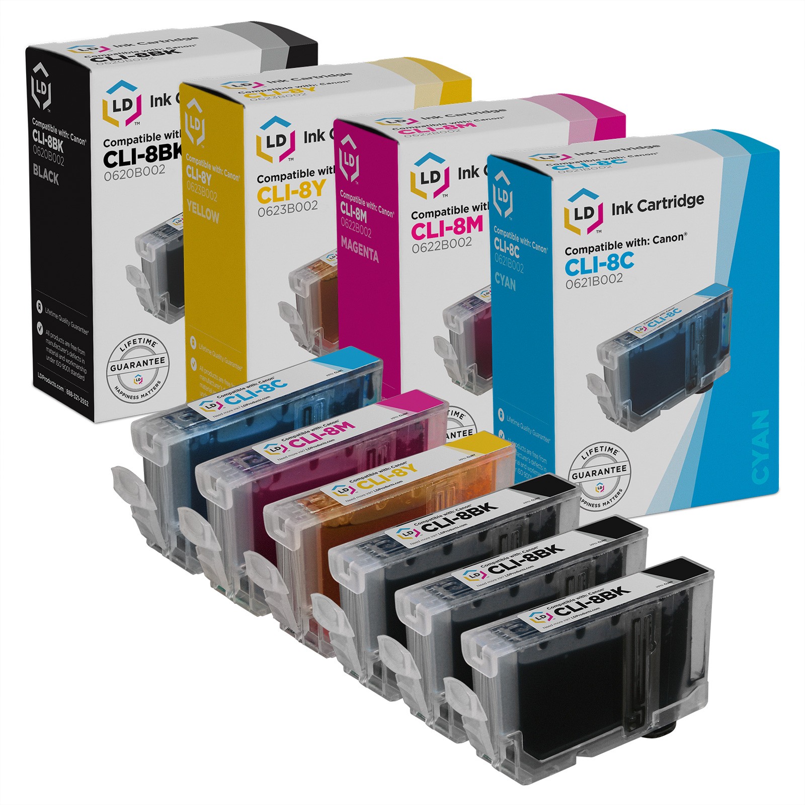 LD Canon Comp CLI8 8pk Ink 0620B002 0621B002 0622B002 0623B002