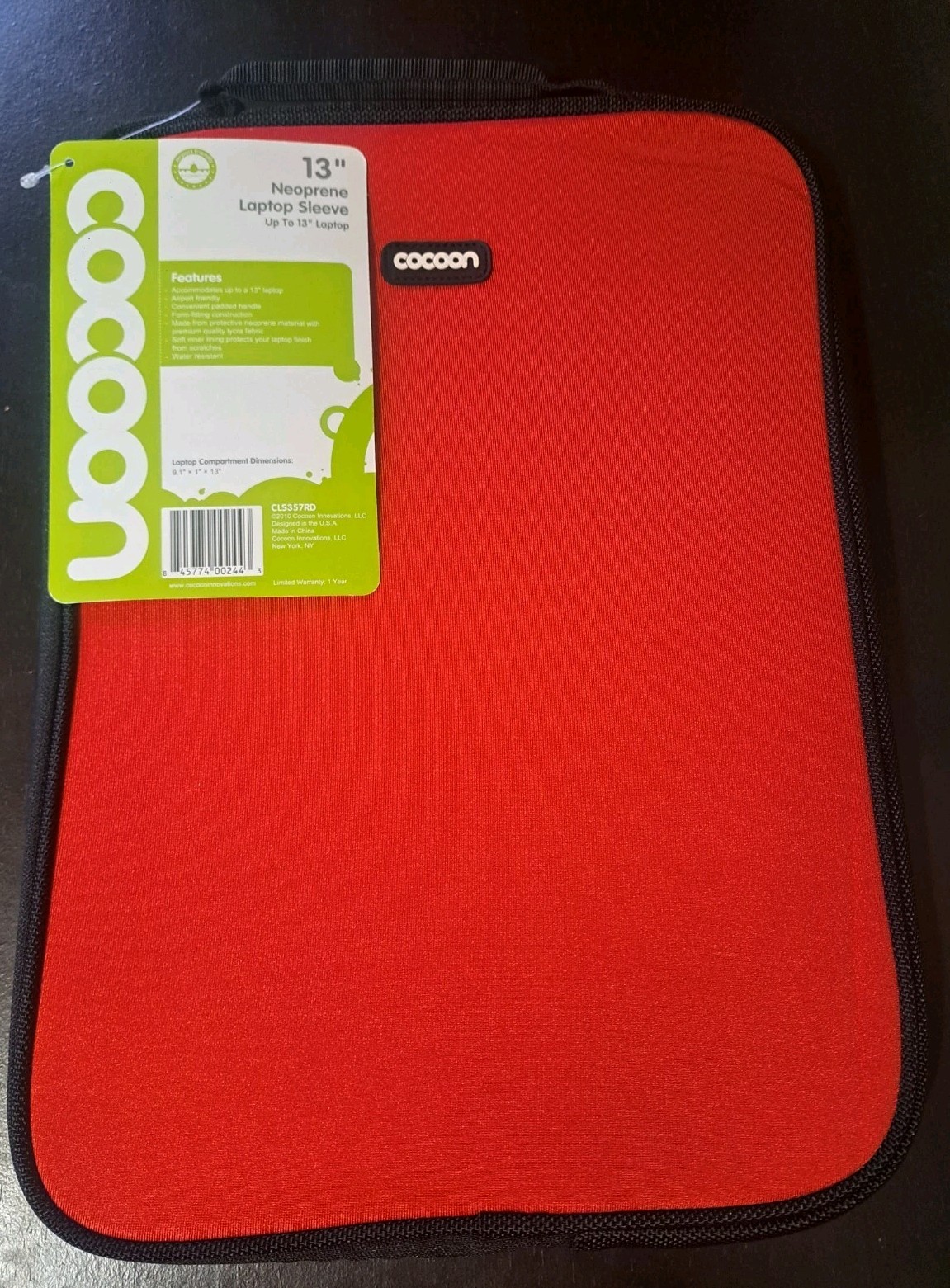 Cocoon CLS357RD 13" Neoprene Laptop Sleeve Airport Friendly Water Resistant