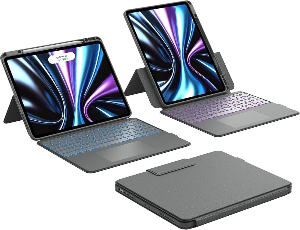 CHESONA Rugged for iPad Air 13 Inch (M3/M2), iPad Pro 12.9 Case With Keyboard