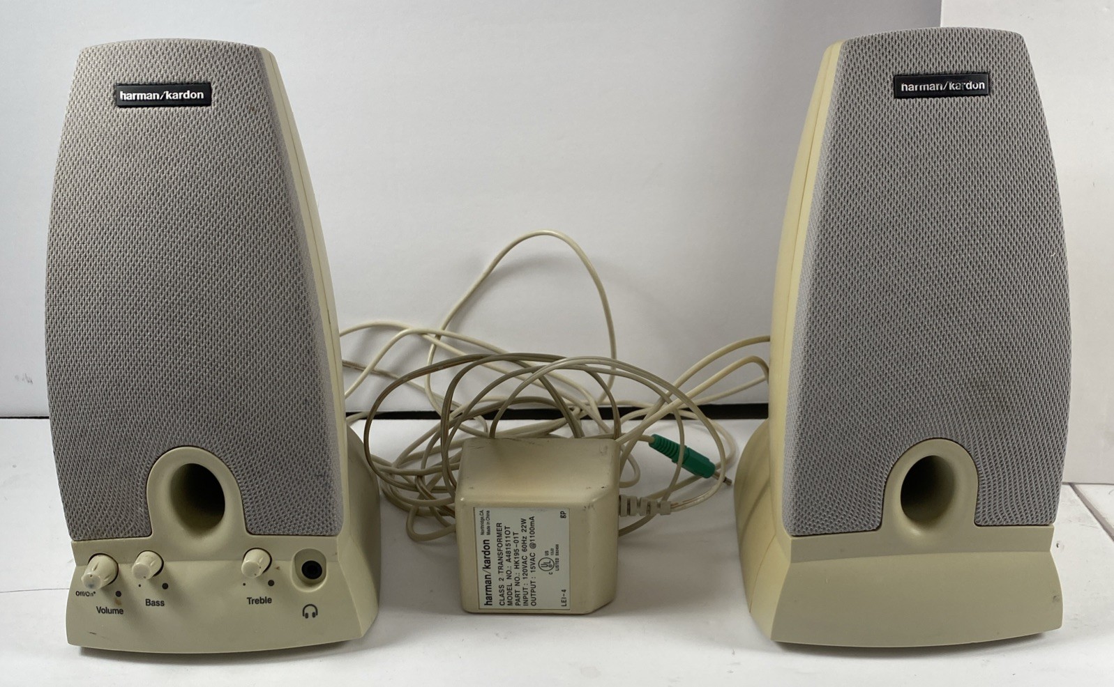 Harman Kardon HK195 Computer Speakers Beige Tested Working HP OEM