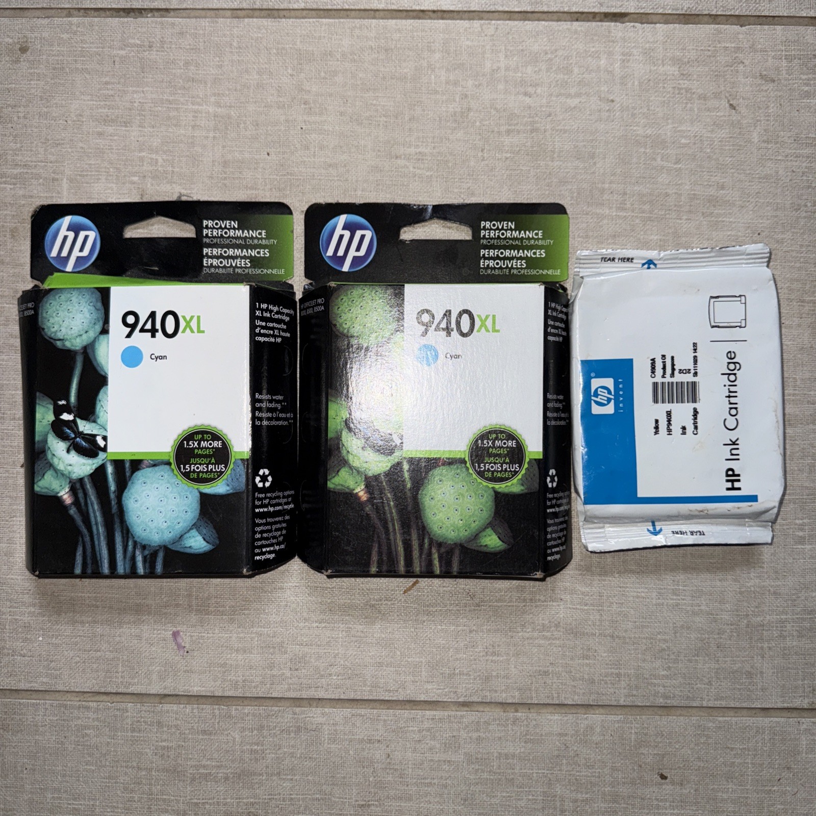 3 pack - NEW Genuine HP 940XL Cyan Ink Cartridge C4907AN Sealed OEM - 2017